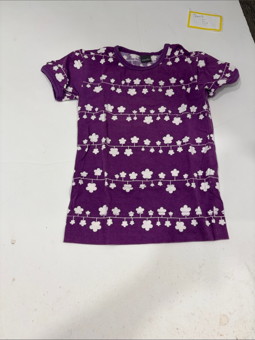 Nano Purple Short-Sleeve Tee with White Floral Stripes